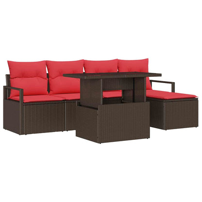 Tuin Sofa Set Met Opslag 6 Pcs En Rood Poly Rattan