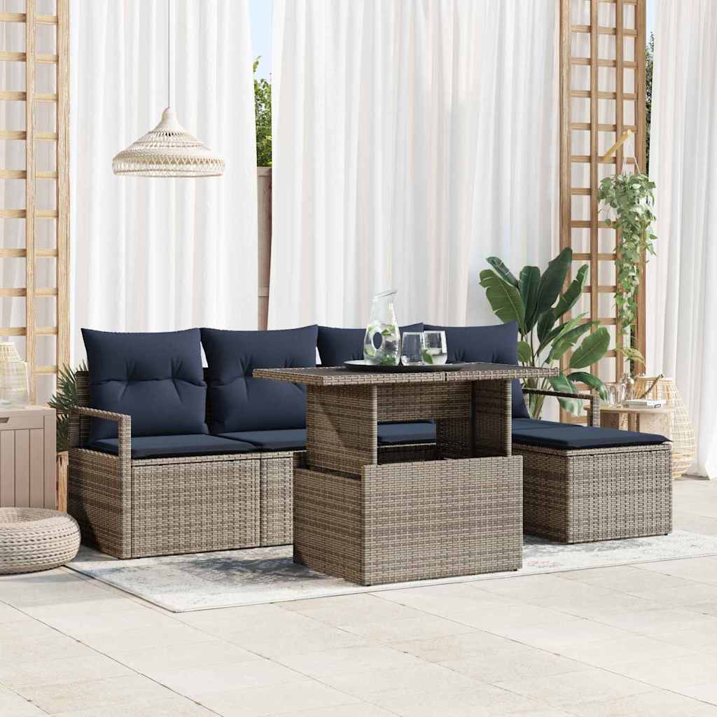 Tuin Sofa Set Met Opslag 6 Pcs En Rood Poly Rattan