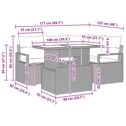Tuin Sofa Set 5 St 4-Aantal Zitplaatsen