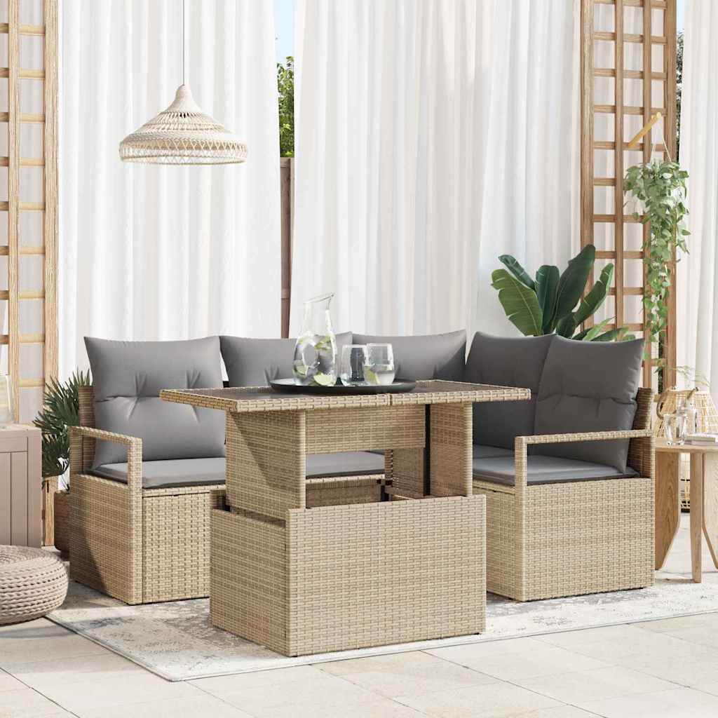 Tuin Sofa Set Met Kussen 5 Pcs Poly Rattan