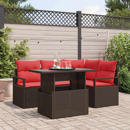 Tuin Sofa Set Met Opslag 5 Pcs En Rood Poly Rattan