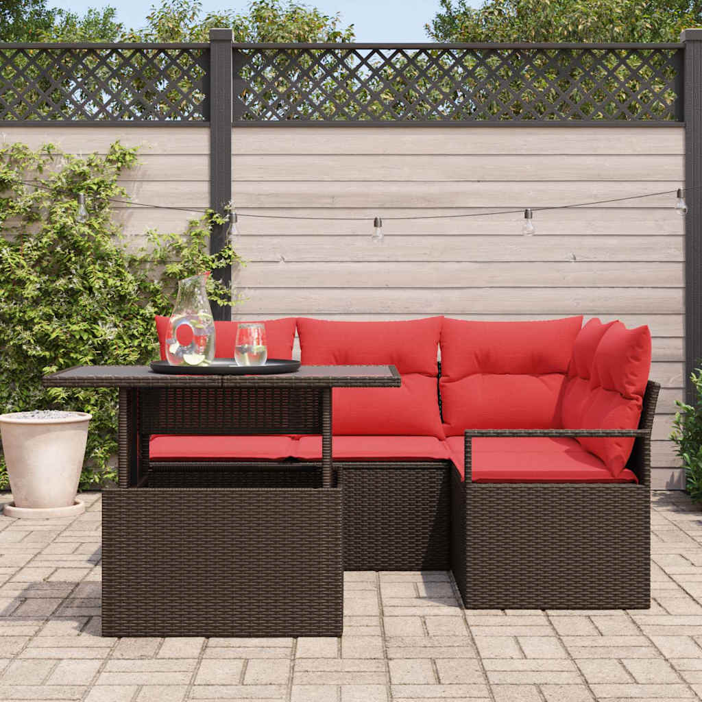 Tuin Sofa Set Met Opslag 5 Pcs En Rood Poly Rattan