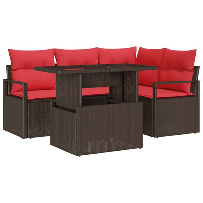 Tuin Sofa Set Met Opslag 5 Pcs En Rood Poly Rattan
