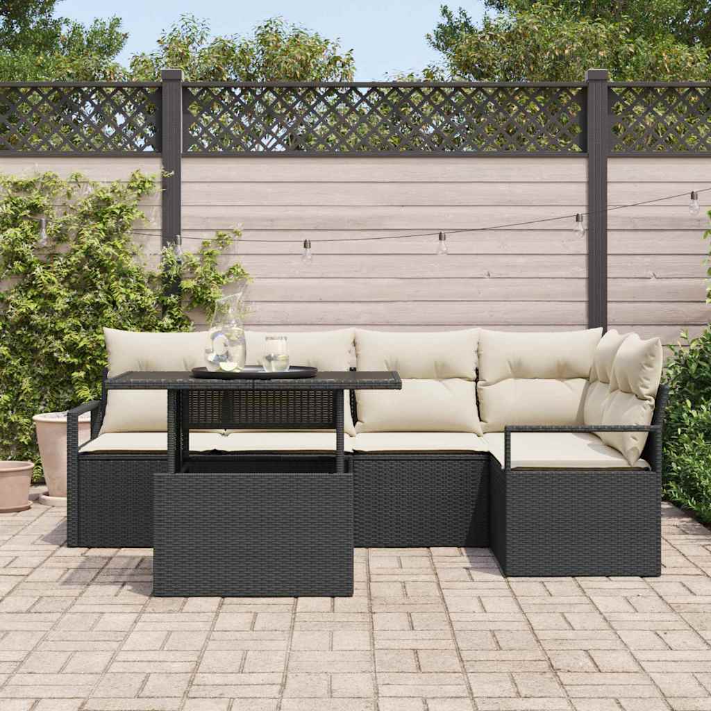 Tuin Sofa Set Met Opslag 6 Pcs Poly Rattan