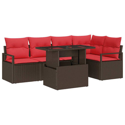 Tuin Sofa Set Met Kussen 6 Pcs En Rood Poly Rattan