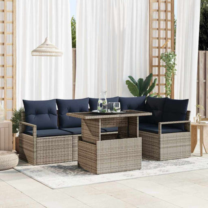 Tuin Sofa Set Met Kussen 6 Pcs En Rood Poly Rattan