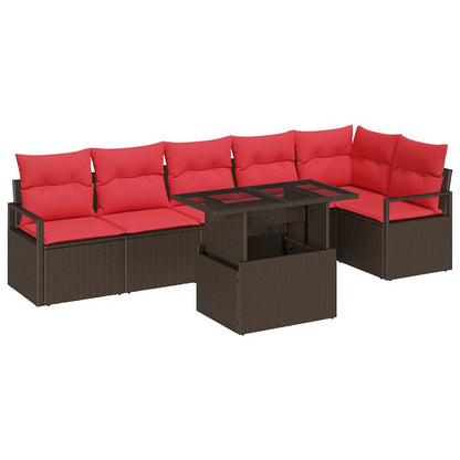 Tuin Sofa Set Met Opslag 7 Pcs En Rood Poly Rattan