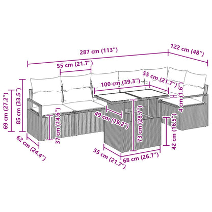 Tuin Sofa Set Met Opslag 7 Pcs En Rood Poly Rattan