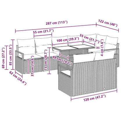 Tuin Sofa Set Met Kussen 9 Pcs Poly Rattan
