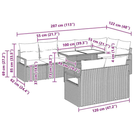 Tuin Sofa Set 9 Pcs 8-Aantal Zitplaatsen Poly Rattan