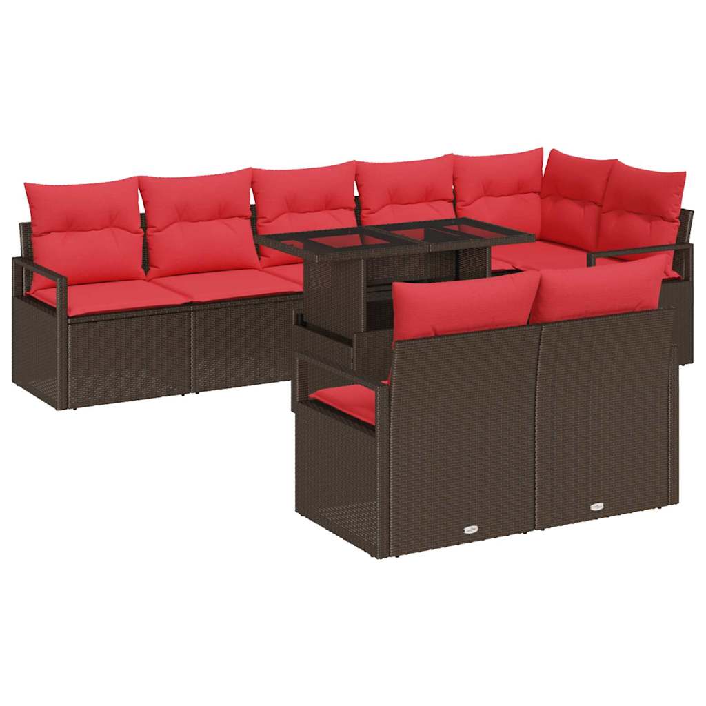 Tuin Sofa Set Met Opslag 9 Pcs En Rood Poly Rattan
