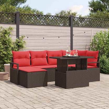 Tuin Sofa Set Met Opslag 7 Pcs En Rood Poly Riet