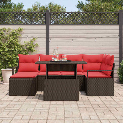 Tuin Sofa Set Met Opslag 7 Pcs En Rood Poly Riet