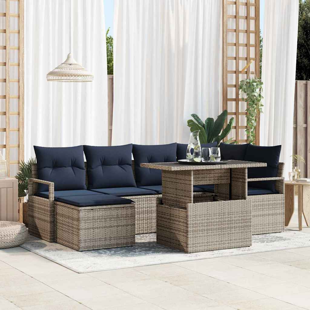 Tuin Sofa Set Met Opslag 7 Pcs En Rood Poly Riet