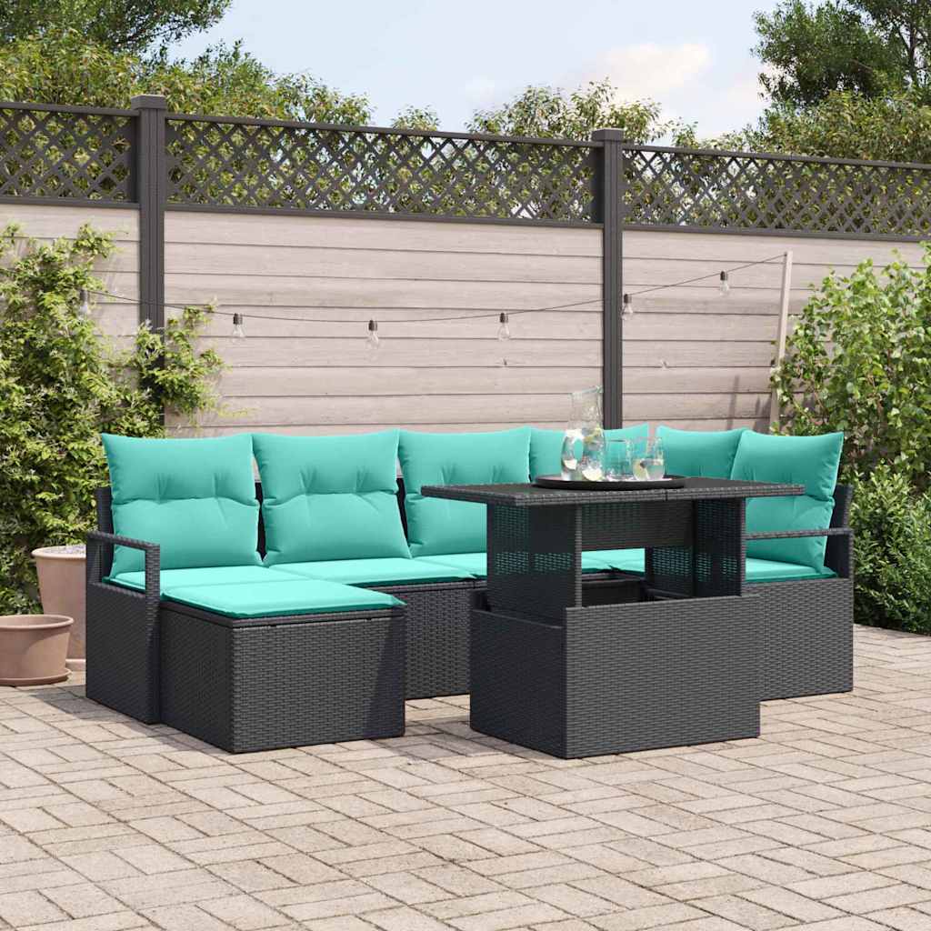 Tuin Sofa Set Met Opslag 7 Pcs En Rood Poly Riet
