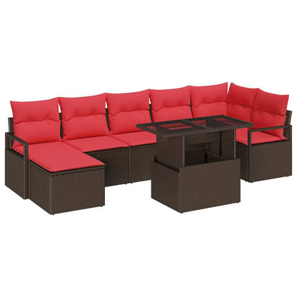 Tuin Sofa Set Met Kussen 8 Pcs En Rood Poly Rattan