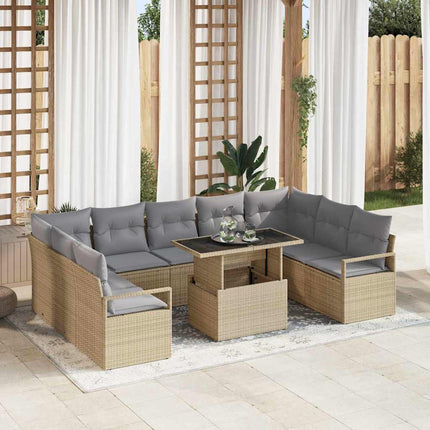 Tuin Sofa Set Met Kussen 10 Pcs En Licht Poly Rattan