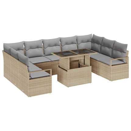Tuin Sofa Set Met Kussen 10 Pcs En Licht Poly Rattan