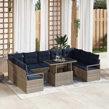 Tuin Sofa Set Met Opslag 10 Pcs En Rood Poly Riet