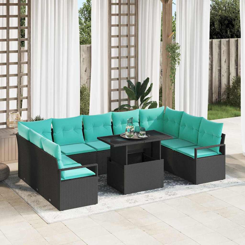 Tuin Sofa Set Met Opslag 10 Pcs En Rood Poly Riet