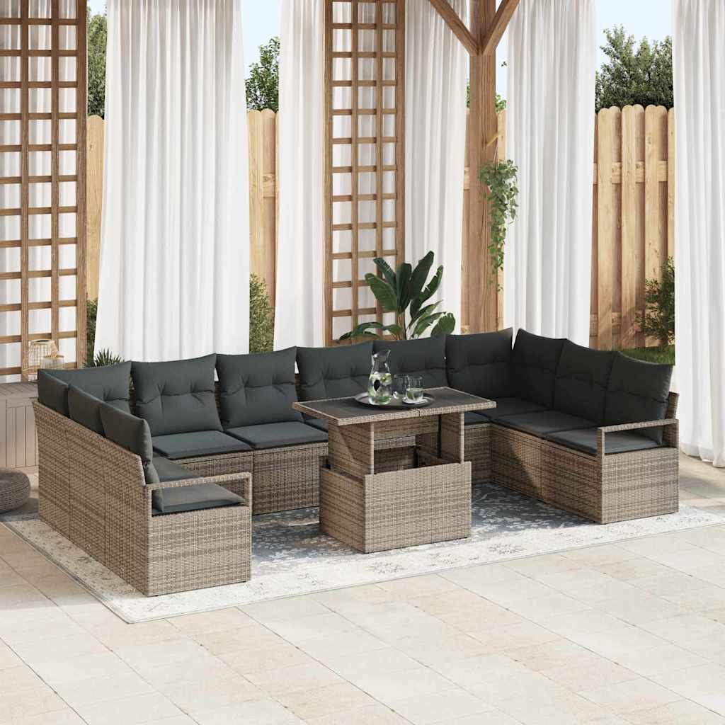 Tuin Sofa Set Met Kussen 11 Pcs Poly Rattan