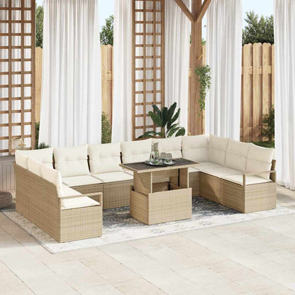 Tuin Sofa Set Met Kussen 11 Pcs Poly Rattan