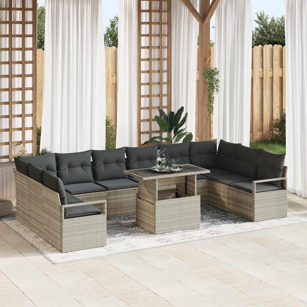 Tuin Sofa Set Met Kussen 11 Pcs Poly Rattan