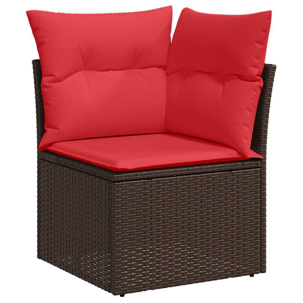 Tuin Sofa Set Met Kussen 11 Pcs En Rood Poly Rattan