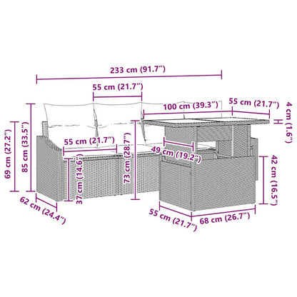 Tuin Sofa Set Met Kussen 5 Pcs Poly Rattan