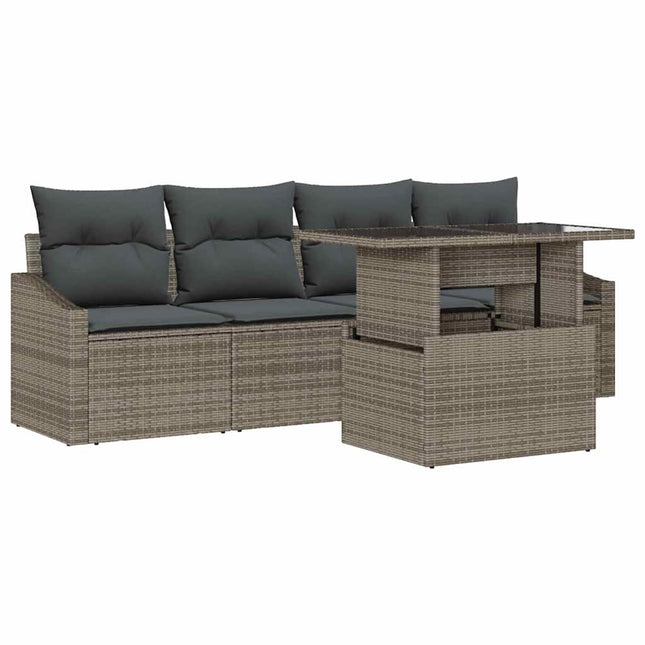 Tuin Sofa Set Met Kussen 5 Pcs Poly Rattan