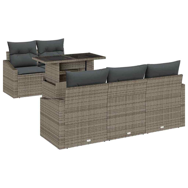 Tuin Sofa Set Met Kussen 6 Pcs Poly Rattan