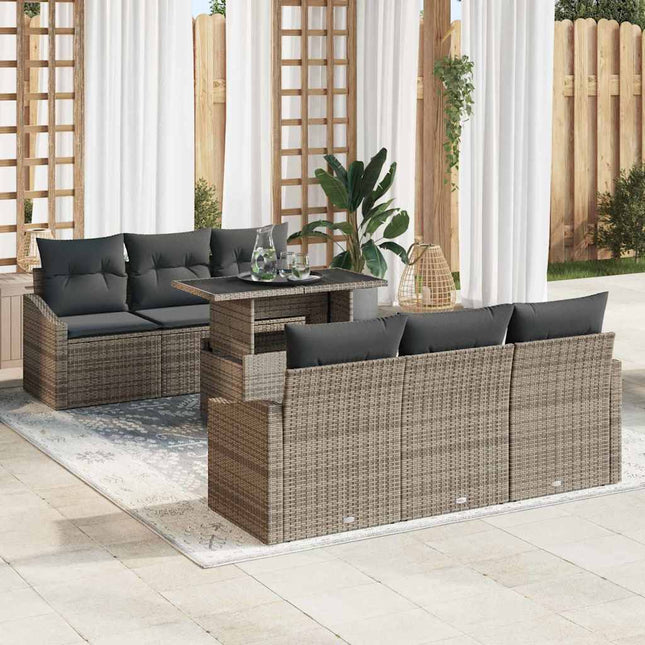 Tuin Sofa Set Met Opslag Met Kussen 7 Pcs Poly Rattan