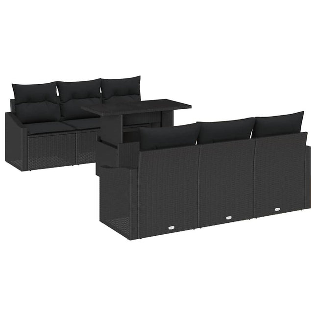 Tuin Sofa Set Met Opslag Met Kussen 7 Pcs Poly Rattan