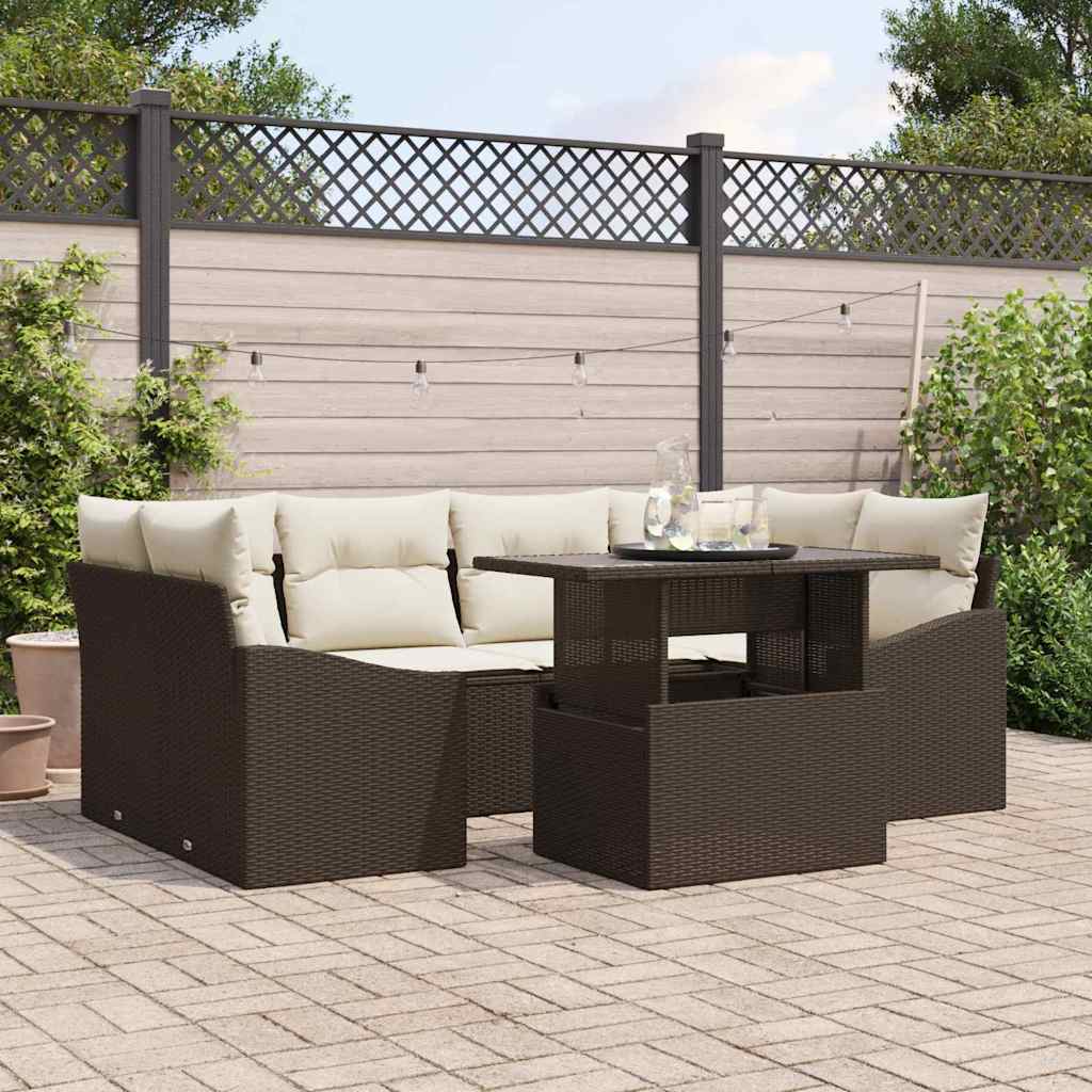 Tuin Sofa Set Met Kussen 7 Pcs Poly Rattan