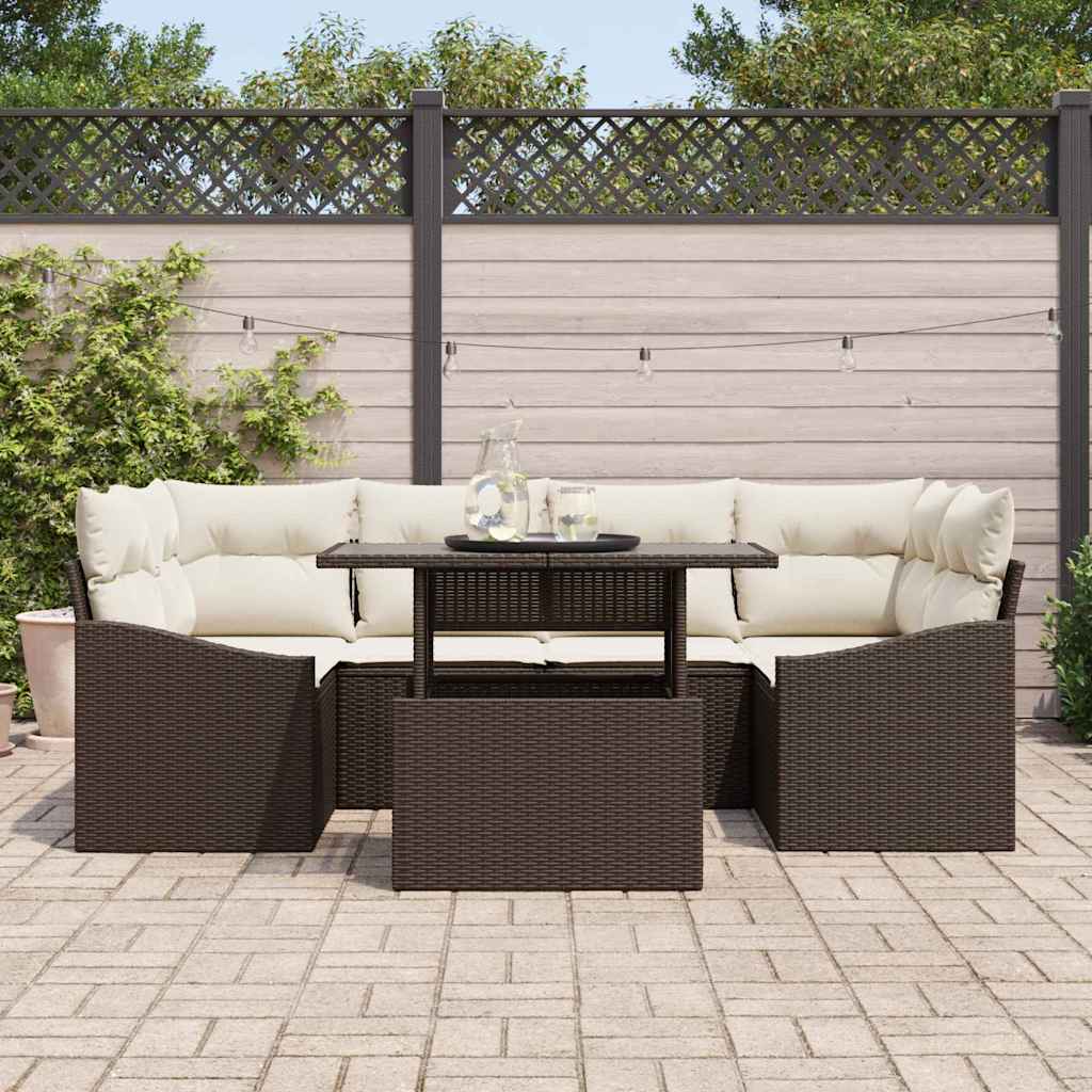 Tuin Sofa Set Met Kussen 7 Pcs Poly Rattan