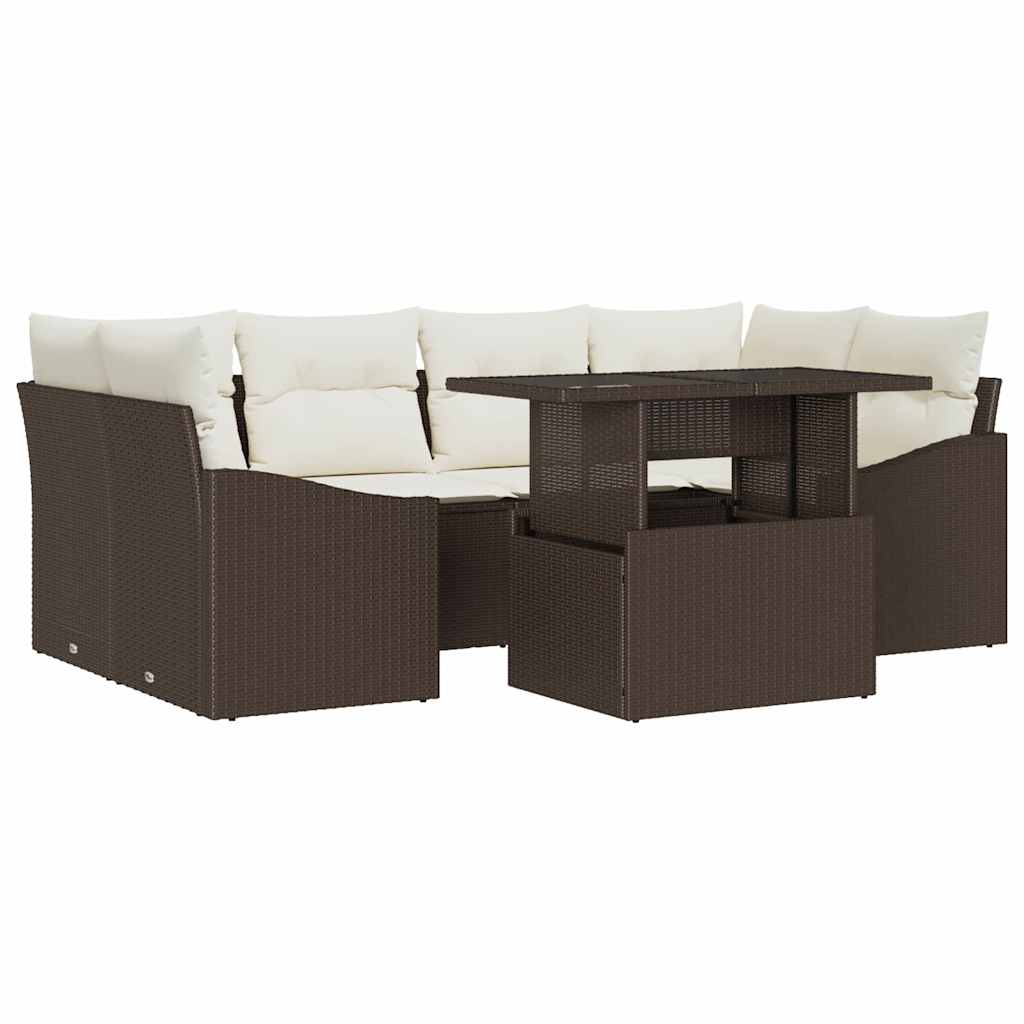 Tuin Sofa Set Met Kussen 7 Pcs Poly Rattan