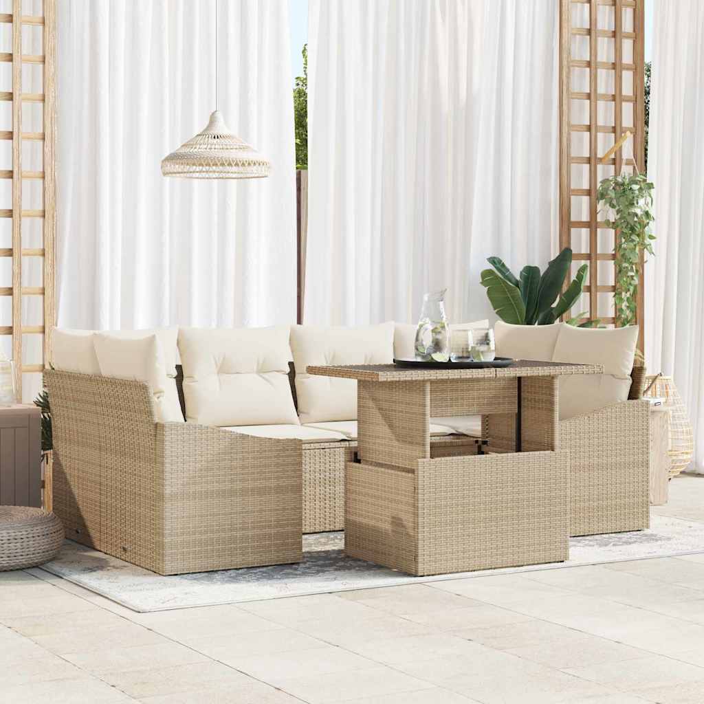 Tuin Sofa Set Met Kussen 7 Pcs Poly Rattan