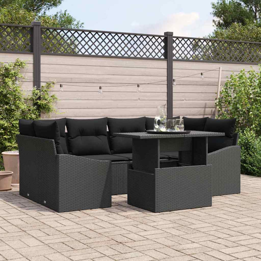 Tuin Sofa Set Met Kussen 7 Pcs Poly Rattan