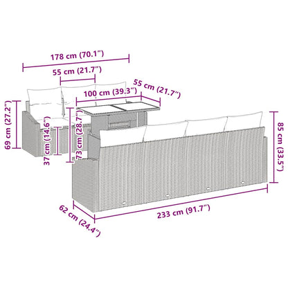 Tuin Sofa Set Met Kussen 8 Pcs Poly Rattan