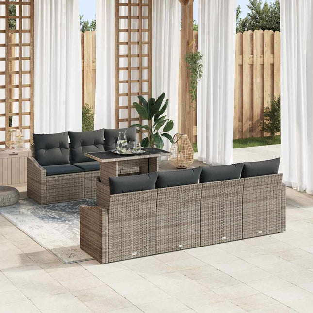 Tuin Sofa Set Met Kussen 8 Pcs Poly Rattan