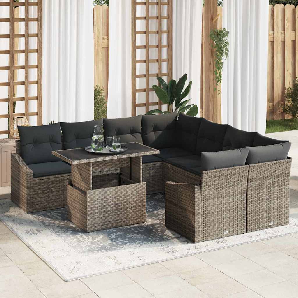 Tuin Sofa Set Met Kussen 9 Pcs Poly Rattan