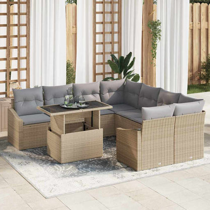Tuin Sofa Set Met Kussen 9 Pcs Poly Rattan