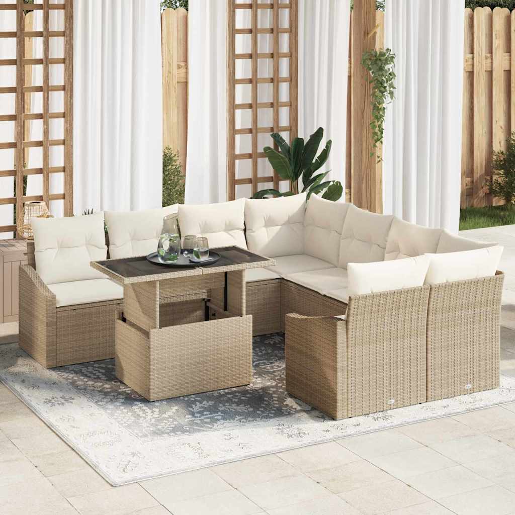 Tuin Sofa Set Met Kussen 9 Pcs Poly Rattan