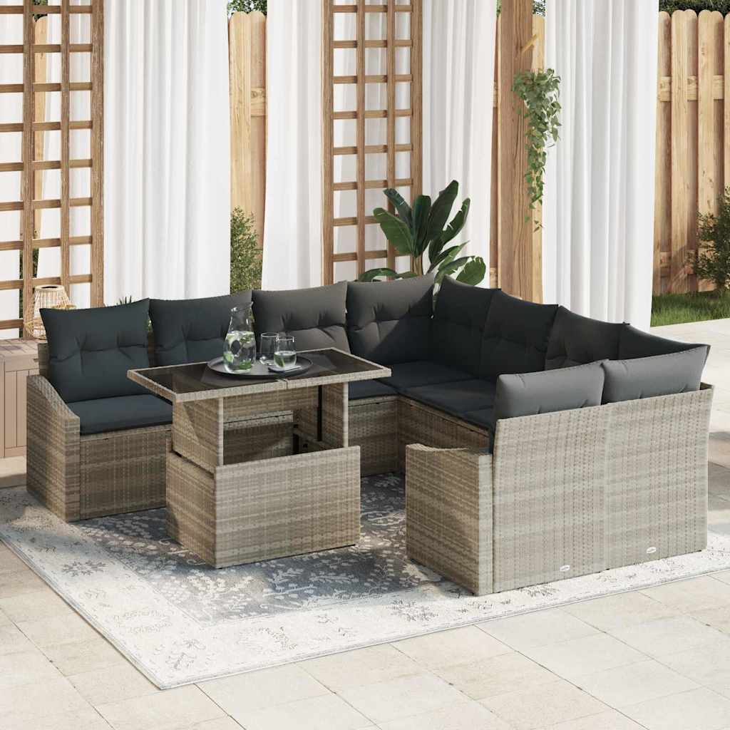 Tuin Sofa Set Met Kussen 9 Pcs Poly Rattan