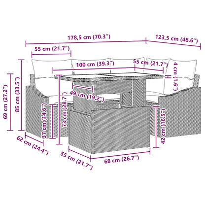 Tuin Sofa Set Met Kussen 5 Pcs Poly Rattan