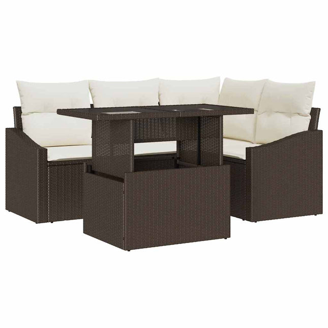 Tuin Sofa Set Met Kussen 5 Pcs Poly Rattan