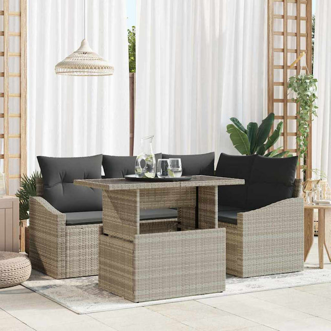 Tuin Sofa Set Met Kussen 5 Pcs Poly Rattan