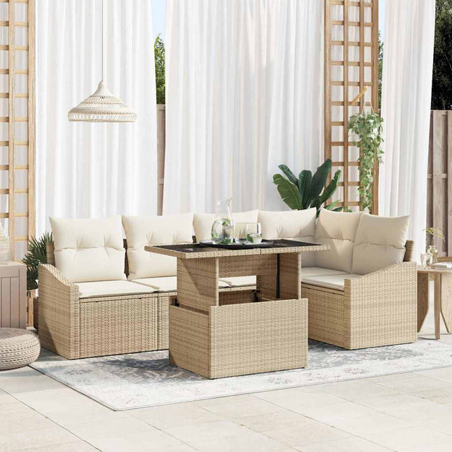 Tuin Sofa Set 6 St Beige En Crème Poly Rattan