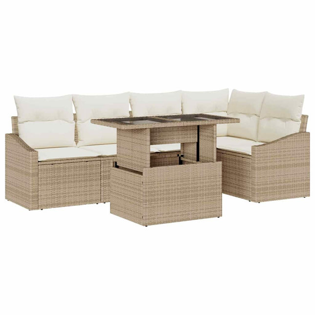 Tuin Sofa Set 6 St Beige En Crème Poly Rattan