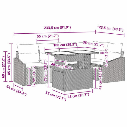 Tuin Sofa Set 6 St Beige En Crème Poly Rattan